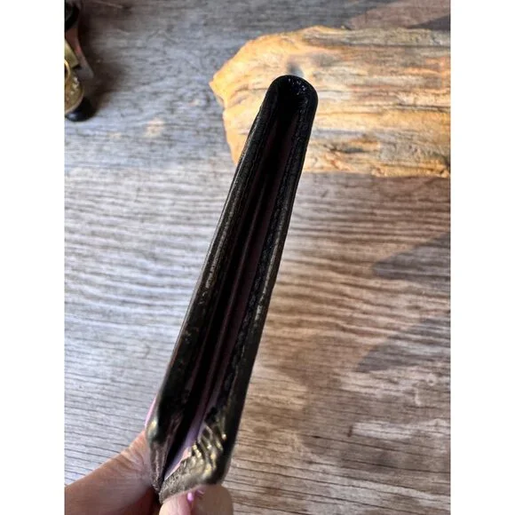 Coach Signature Canvas Checkbook Wallet Black Purple Interior Snap Closure - Picture 9 of 9